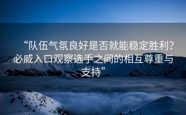 “队伍气氛良好是否就能稳定胜利？必威入口观察选手之间的相互尊重与支持”