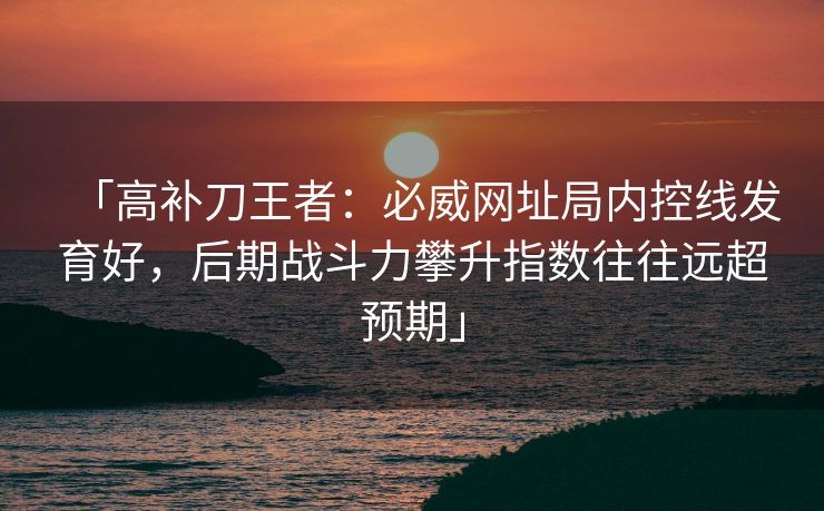 「高补刀王者：必威网址局内控线发育好，后期战斗力攀升指数往往远超预期」